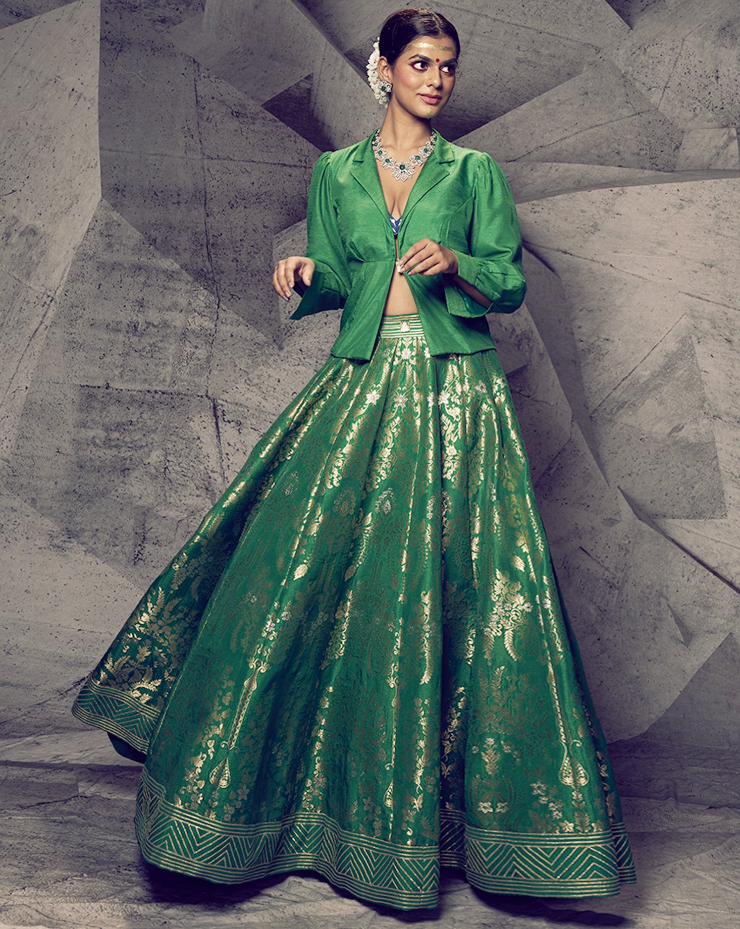 The Anant Green Shirt Lehenga – Archana Kochhar India