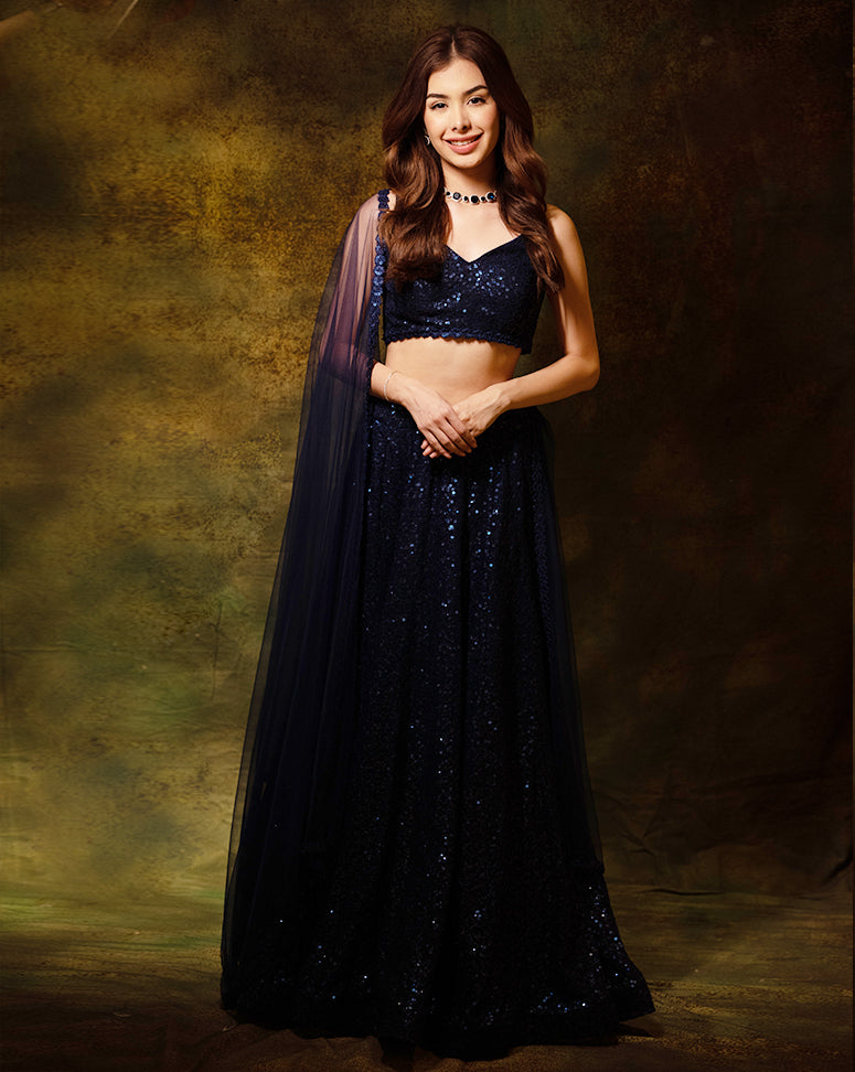 The Sequins Blue Lehenga