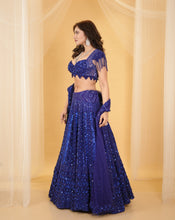 Load image into Gallery viewer, Embroidered Royal Blue Lehenga
