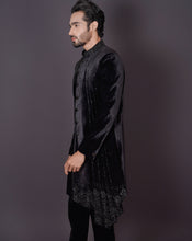 Load image into Gallery viewer, MOF Asymmetrical Black Sherwani
