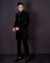 Load image into Gallery viewer, MOF Embroidered black sherwani
