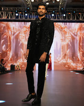 Load image into Gallery viewer, MOF Embroidered black sherwani
