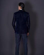 Load image into Gallery viewer, Blue Embroidered Tuxedo Set
