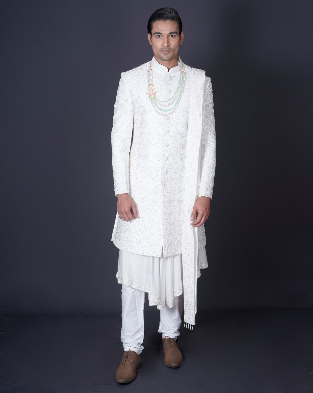 Embroidered Ivory Sherwani