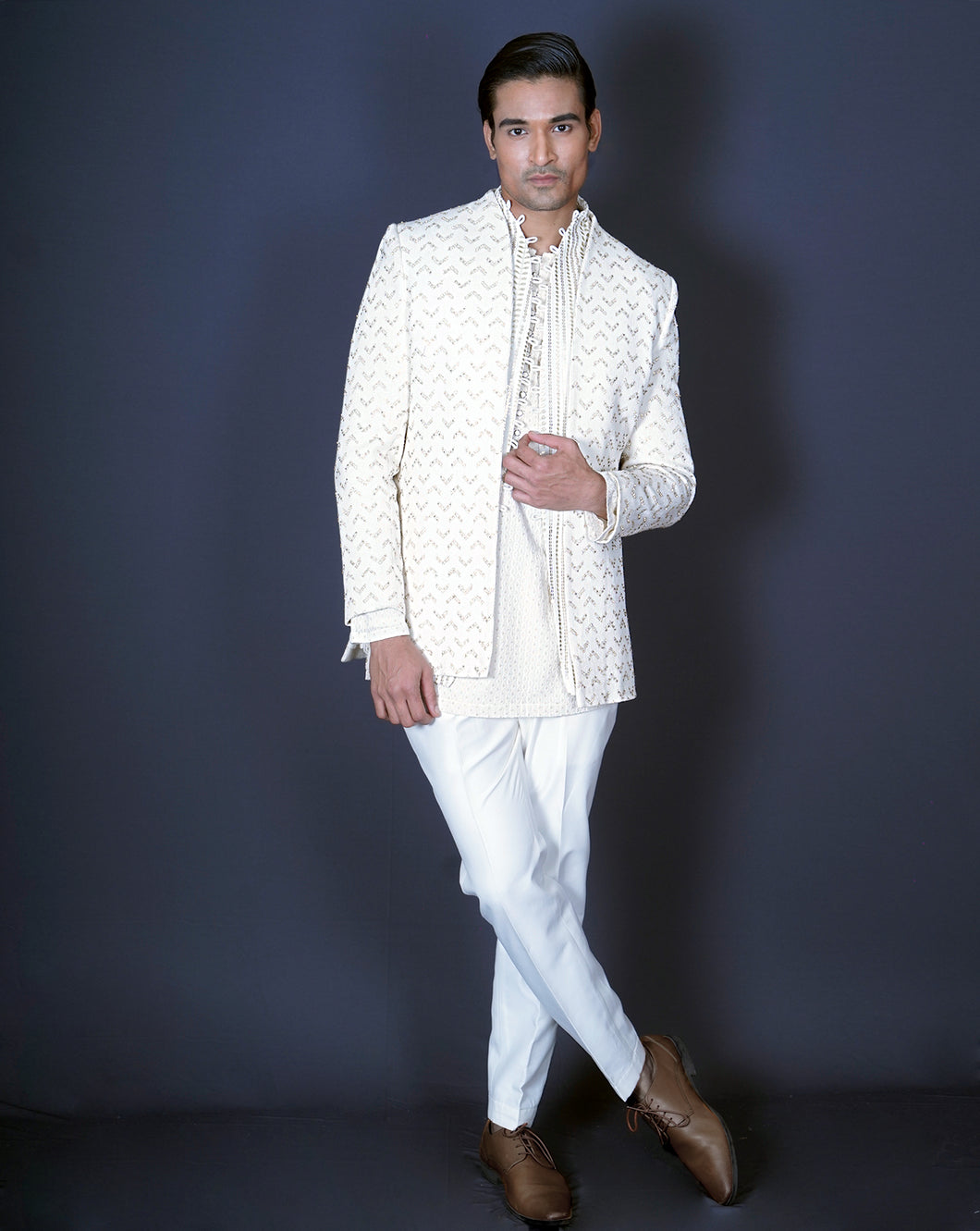 Embroidered Jacket Kurta Set