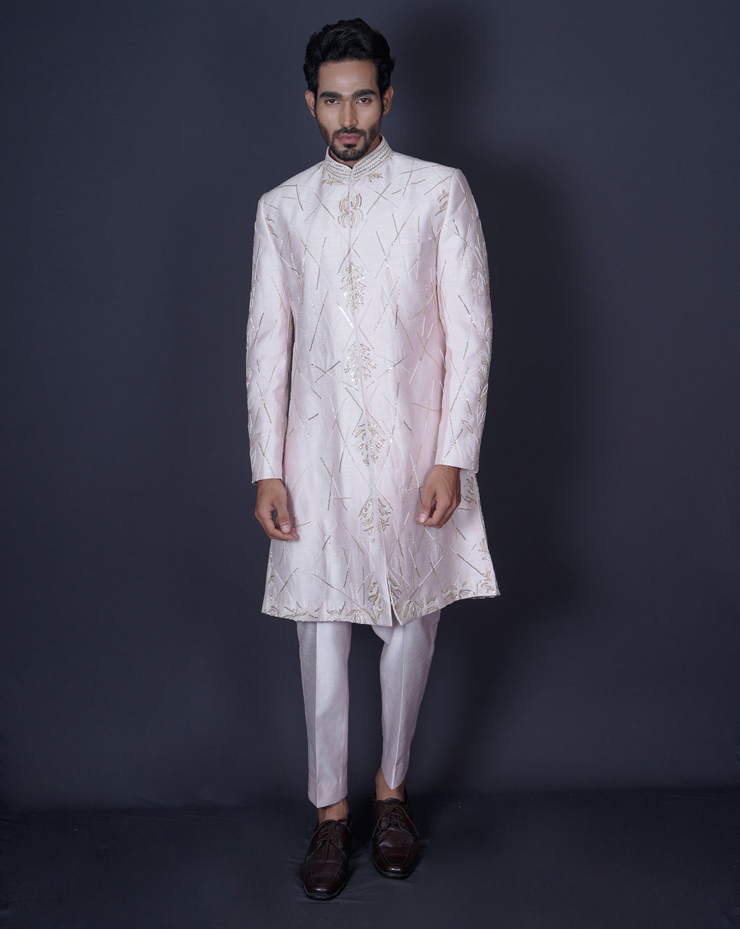 Soft pink sherwani