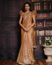 Load image into Gallery viewer, The Ruffle Gold Lucknowi Sari
