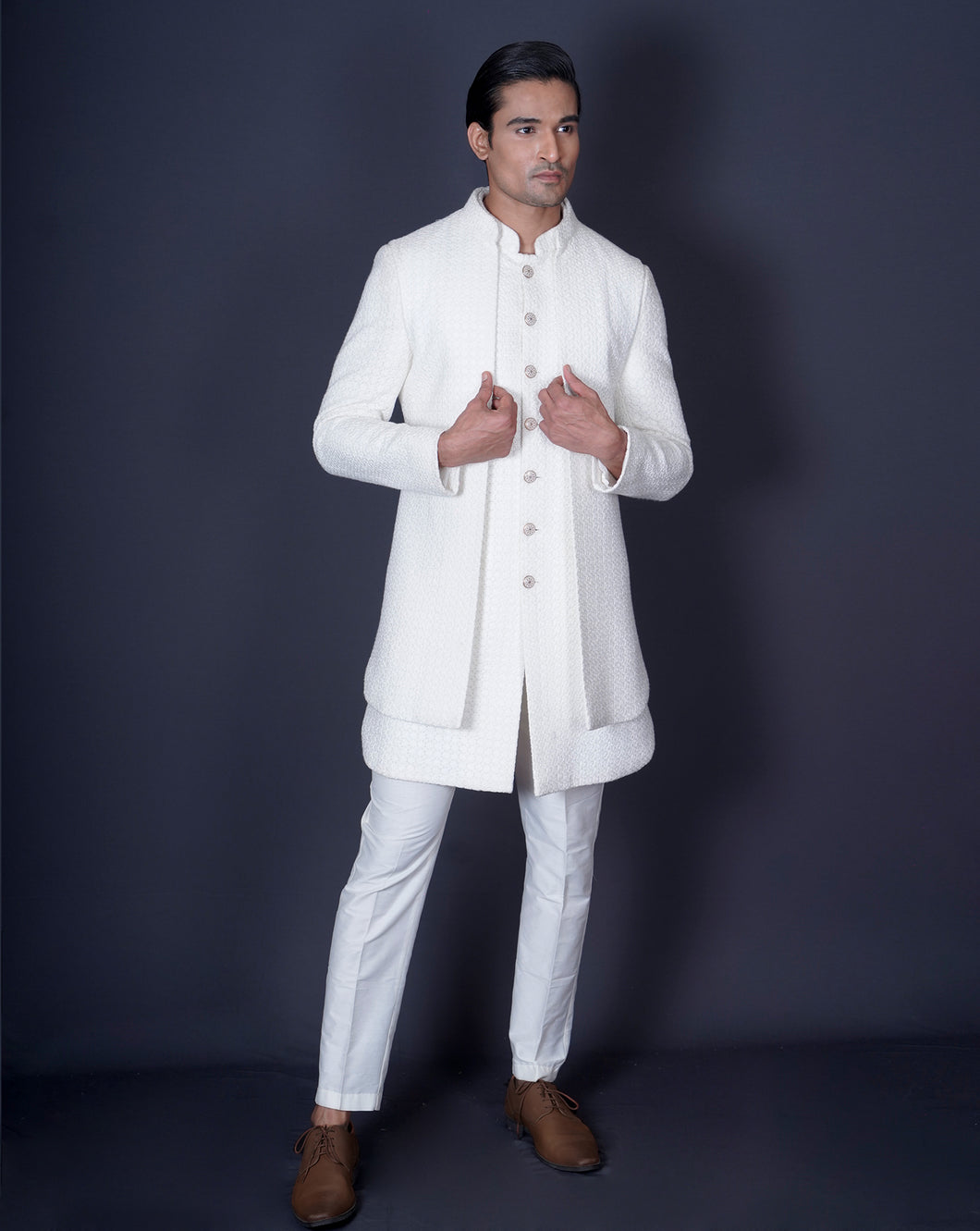 MOF Ivory Indowestern Sherwani