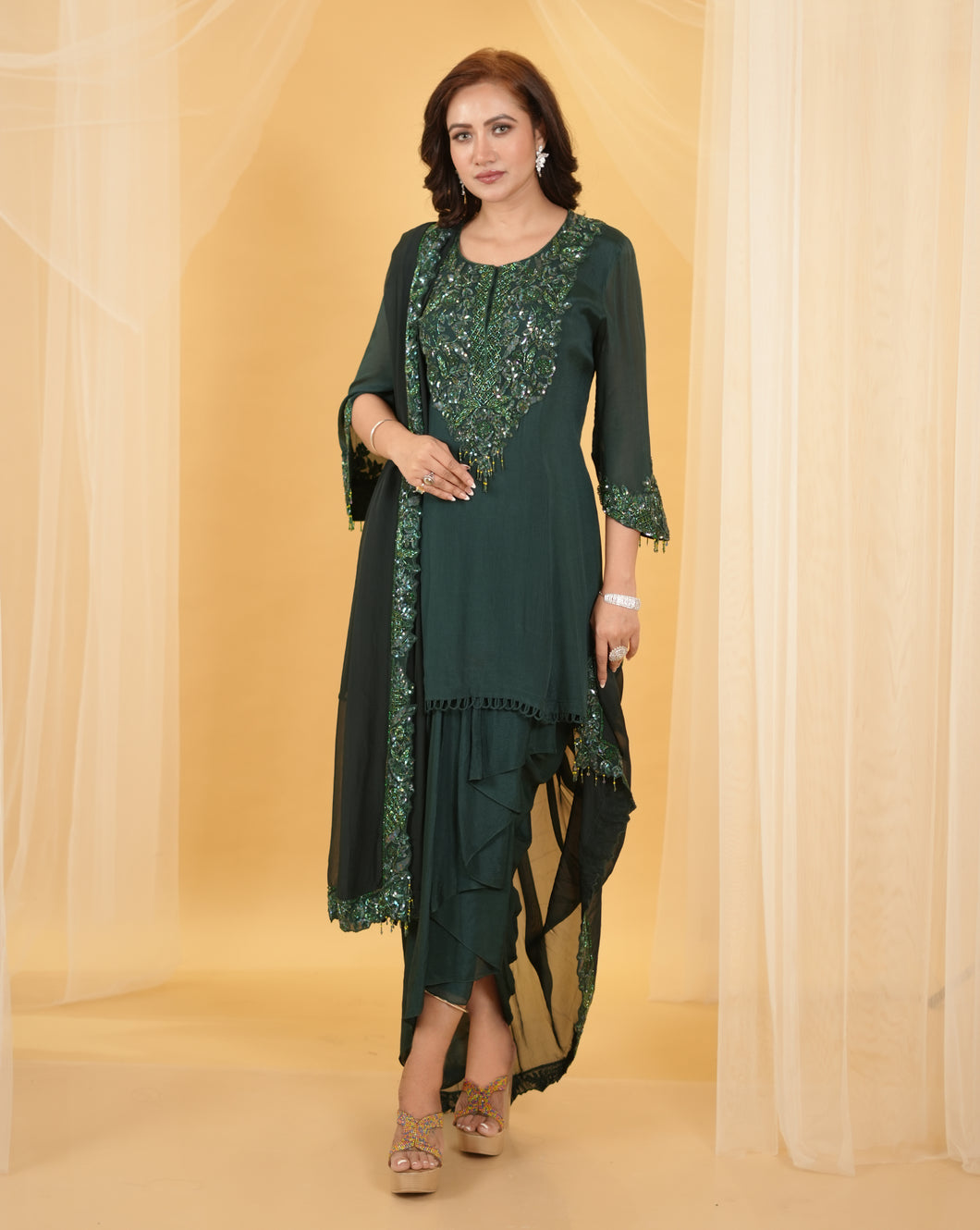 The Emerald Embroidery Dhoti Set