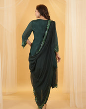 Load image into Gallery viewer, The Emerald Embroidery Dhoti Set
