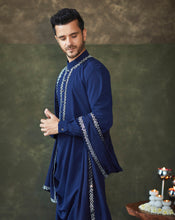 Load image into Gallery viewer, Navy Blue  mirror cowl kurta
