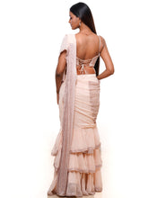 Load image into Gallery viewer, The Shimmering Pink Ruffle Sari
