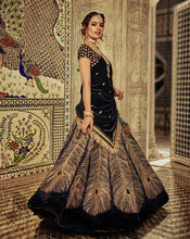 Load image into Gallery viewer, The Midnight Blue Peacock Lehenga - Archana Kochhar India
